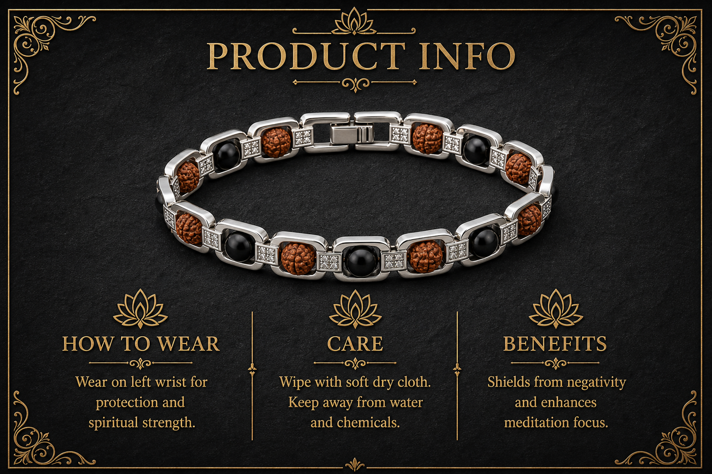 Metal Rudraksha & Karungali Bracelet – Spiritual Protection, Strength, and Balance