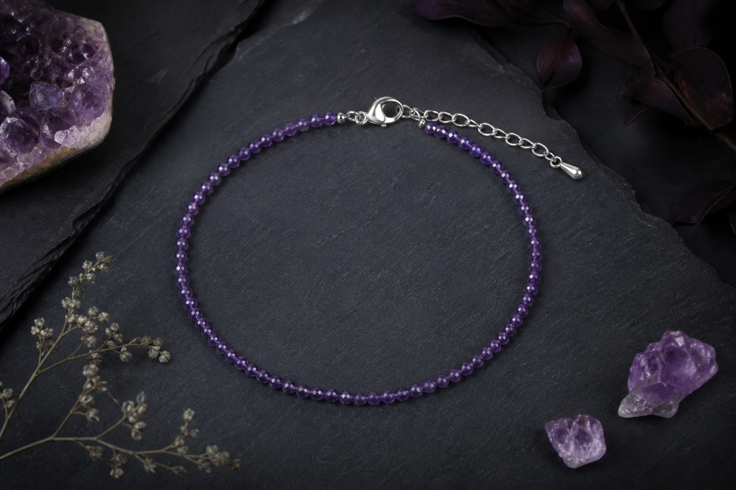 Amethyst Serenity Anklet – Peace & Intuition