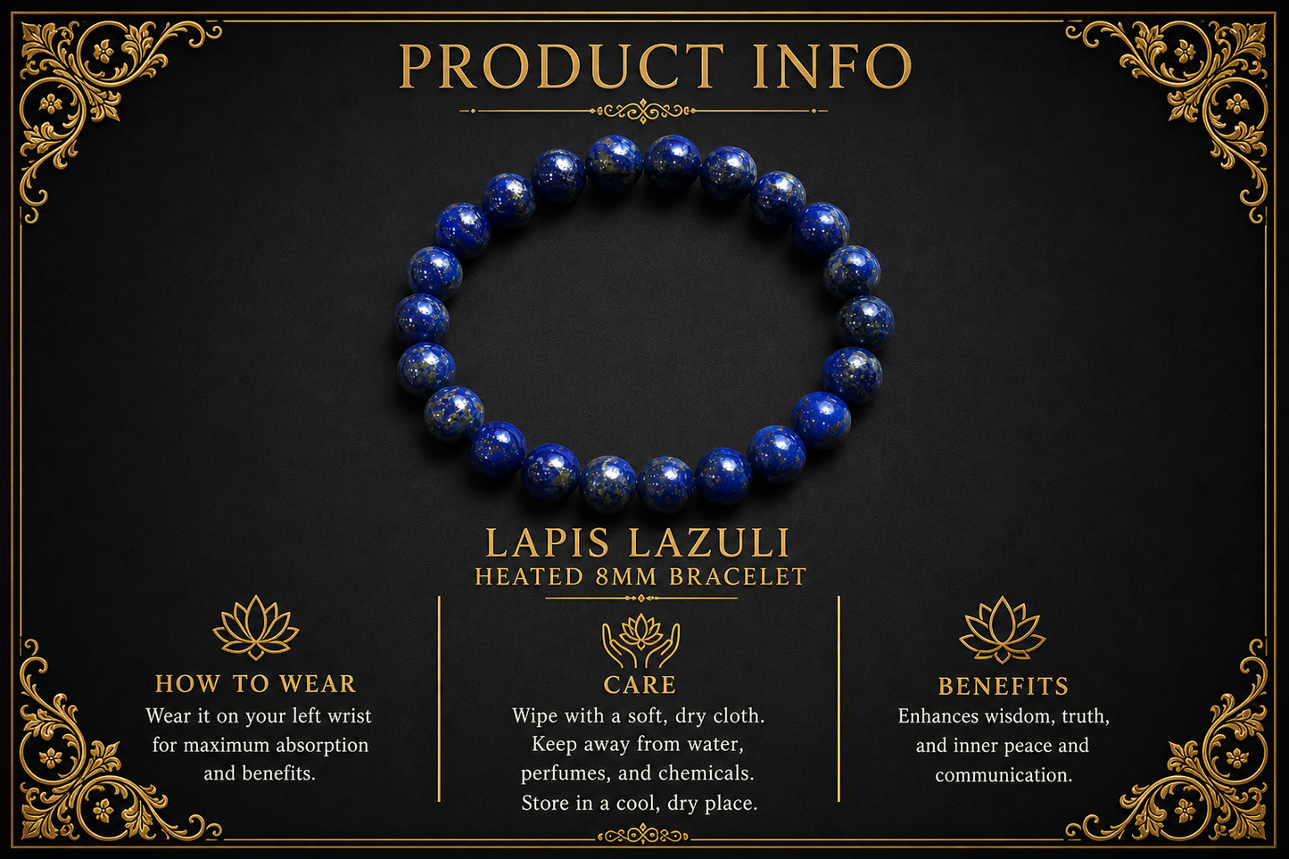 Lapis Lazuli (Heated) Bracelet – Wisdom, Communication, and Confidence