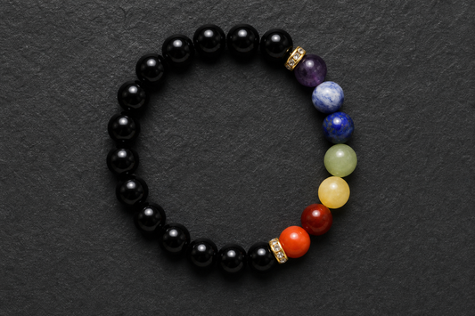 Seven Chakra Obsidian Bracelet – Protection, Balance, and Spiritual Growth