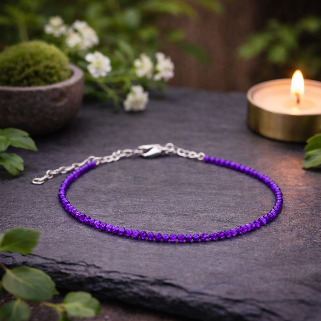 Amethyst Serenity Anklet â Peace & Intuition