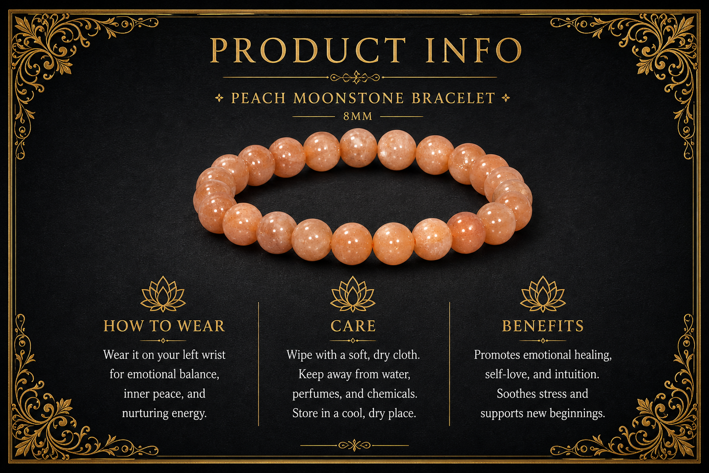 Peach Moonstone Bracelet – Emotional Healing, Love, and Harmony