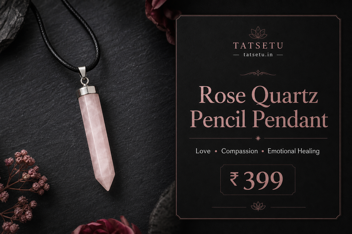 Rose Quartz Pencil Pendant