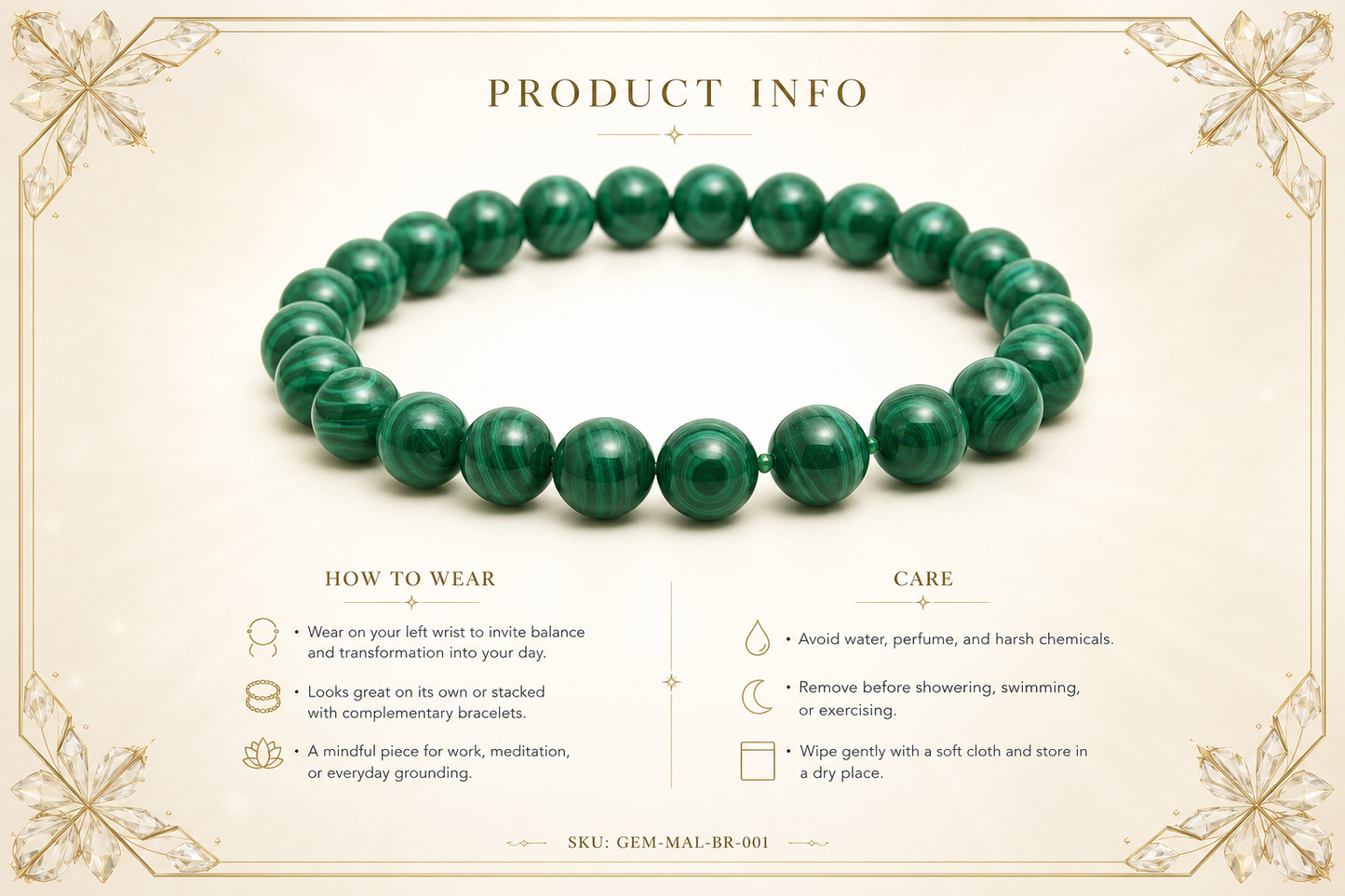 Malachite Bracelet – Transformation, Protection, and Emotional Healing