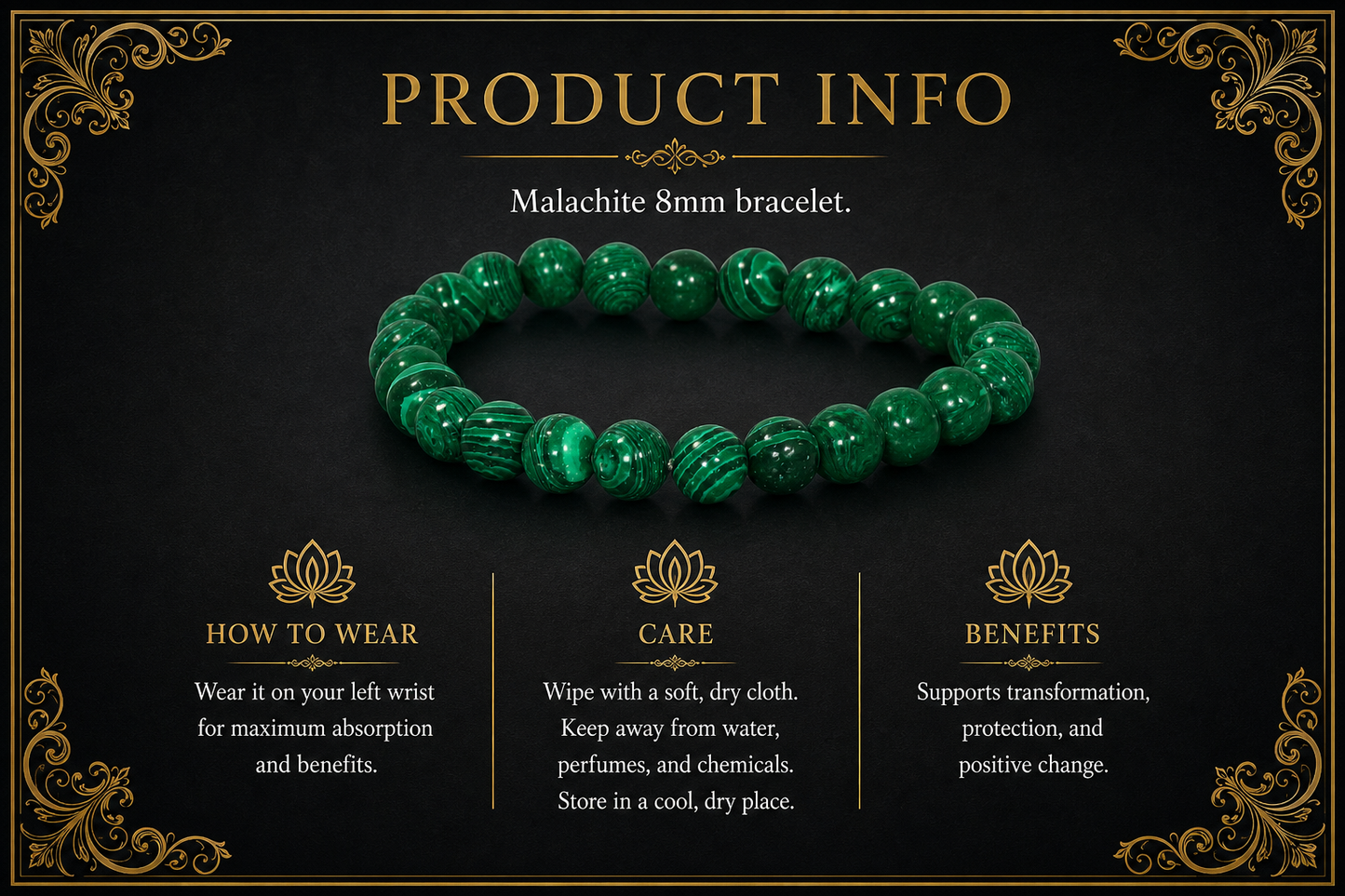 Malachite Bracelet – Transformation, Protection, and Growth