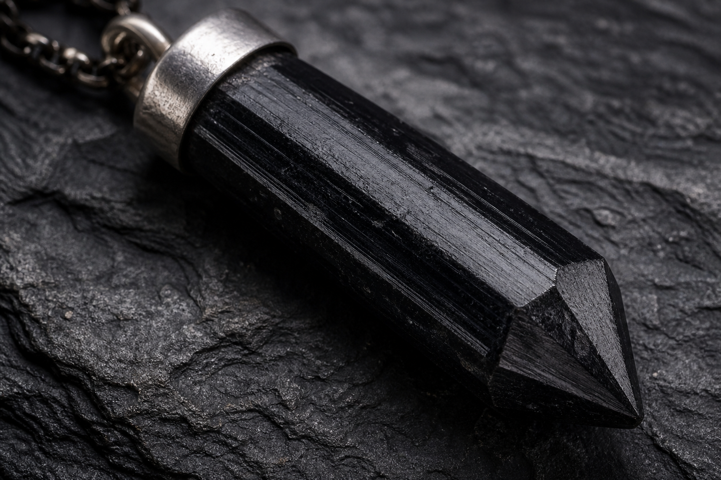 Black Tourmaline Pencil Pendant