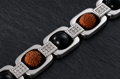 Metal Rudraksha & Karungali Bracelet – Spiritual Protection, Strength, and Balance