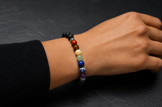 Seven Chakra Lava Bracelet – Chakra Alignment, Strength, and Grounding