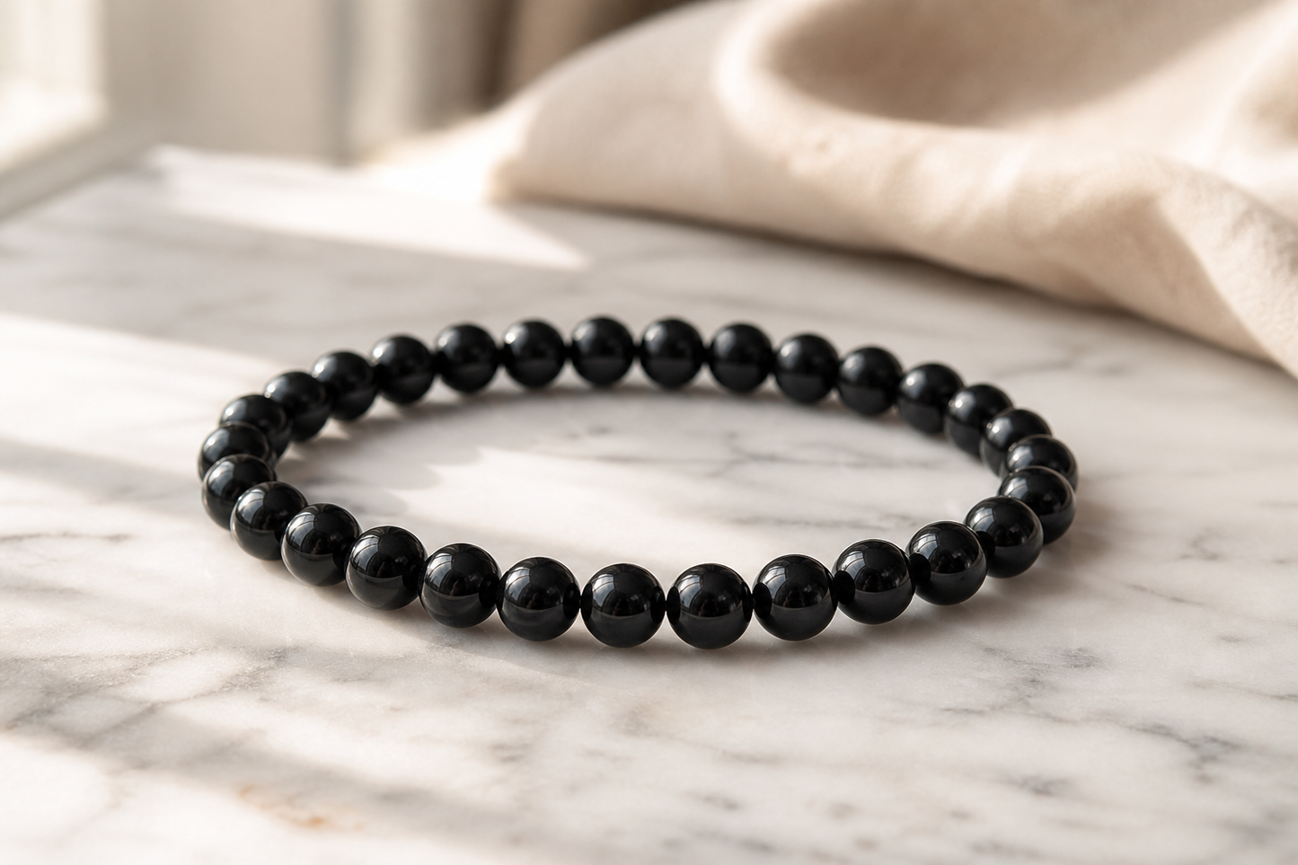 Black Tourmaline Bracelet – Protection, Negativity Removal, and Stability