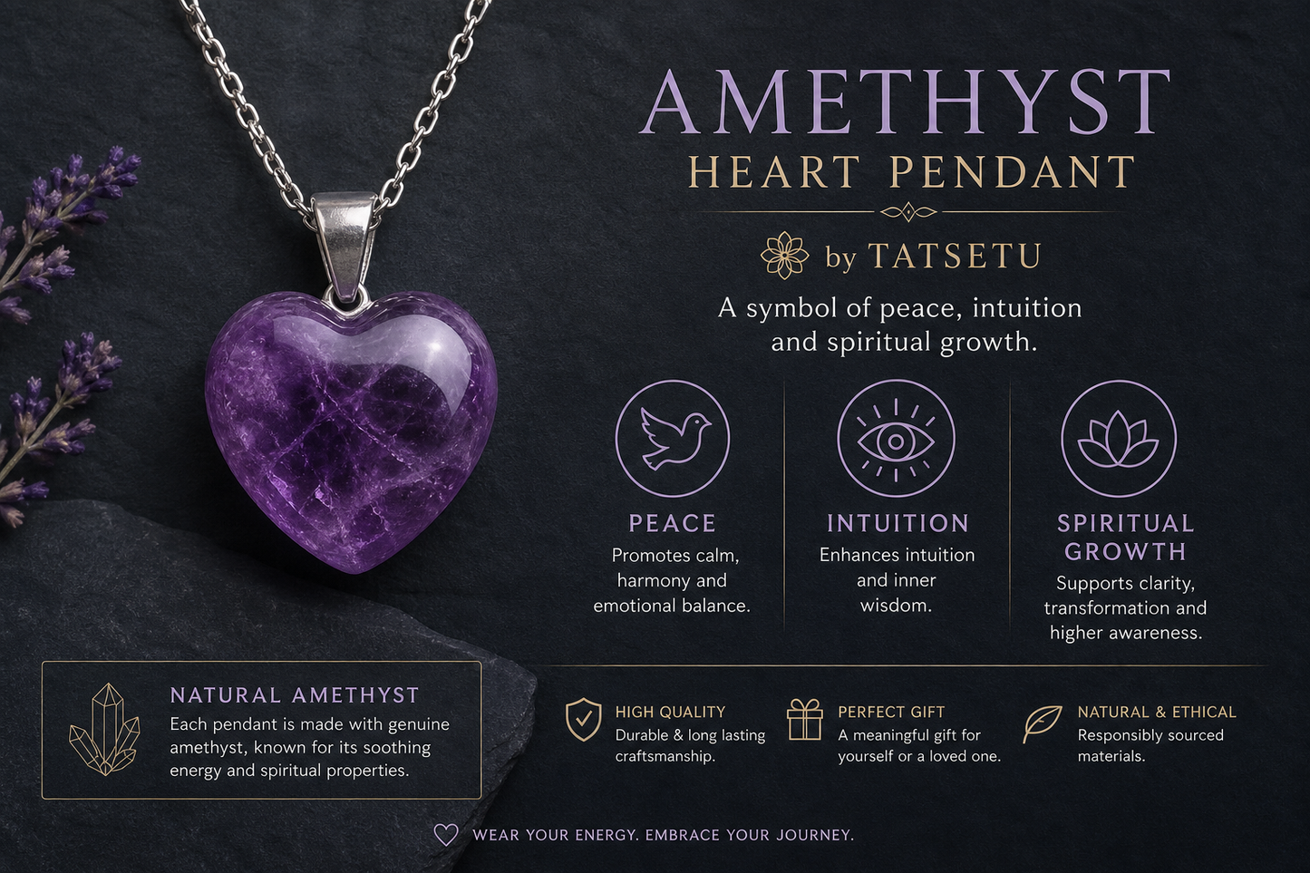 Amethyst Heart Shape Pendant