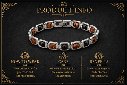 Metal Rudraksha & Karungali Bracelet – Spiritual Protection, Strength, and Balance