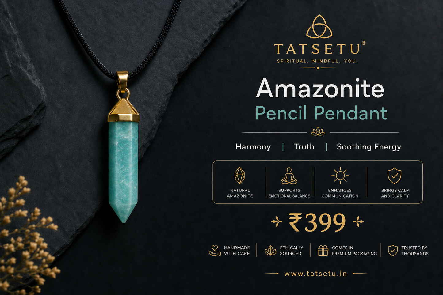 Amazonite Pencil Pendant