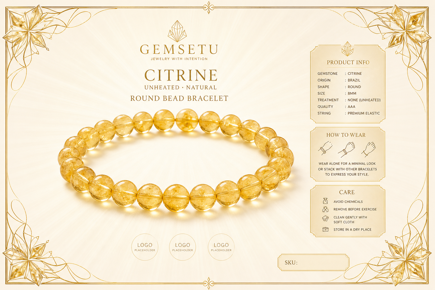 Citrine Premium Bracelet – Wealth, Success, and Abundance
