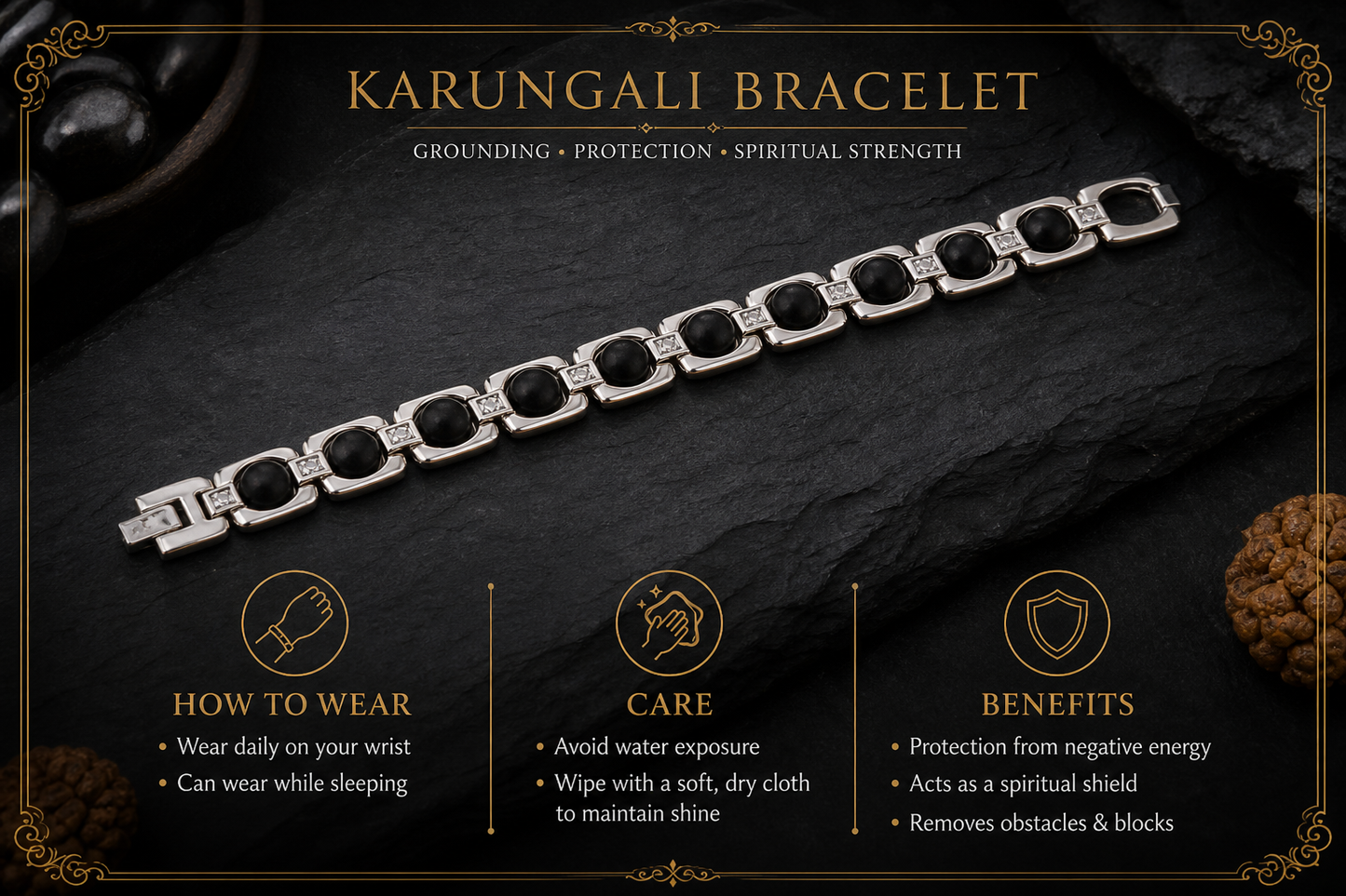 Metal Karungali Bracelet – Protection, Strength, and Positive Energy
