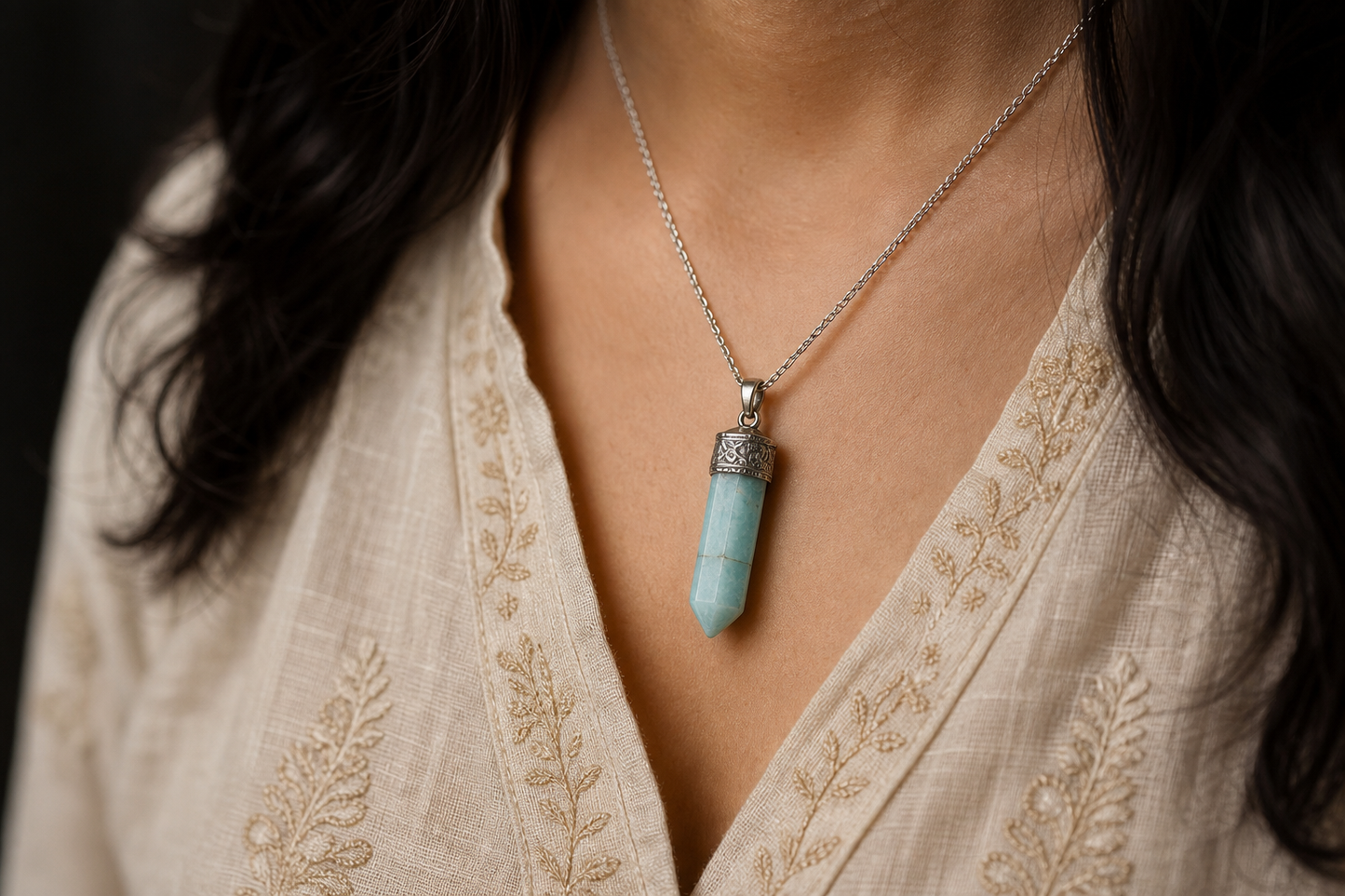 Amazonite Pencil Pendant