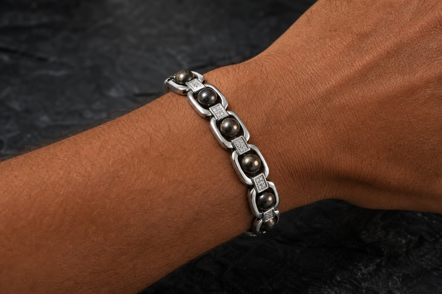 Metal Raw Pyrite Bracelet – Wealth, Confidence, and Financial Growth