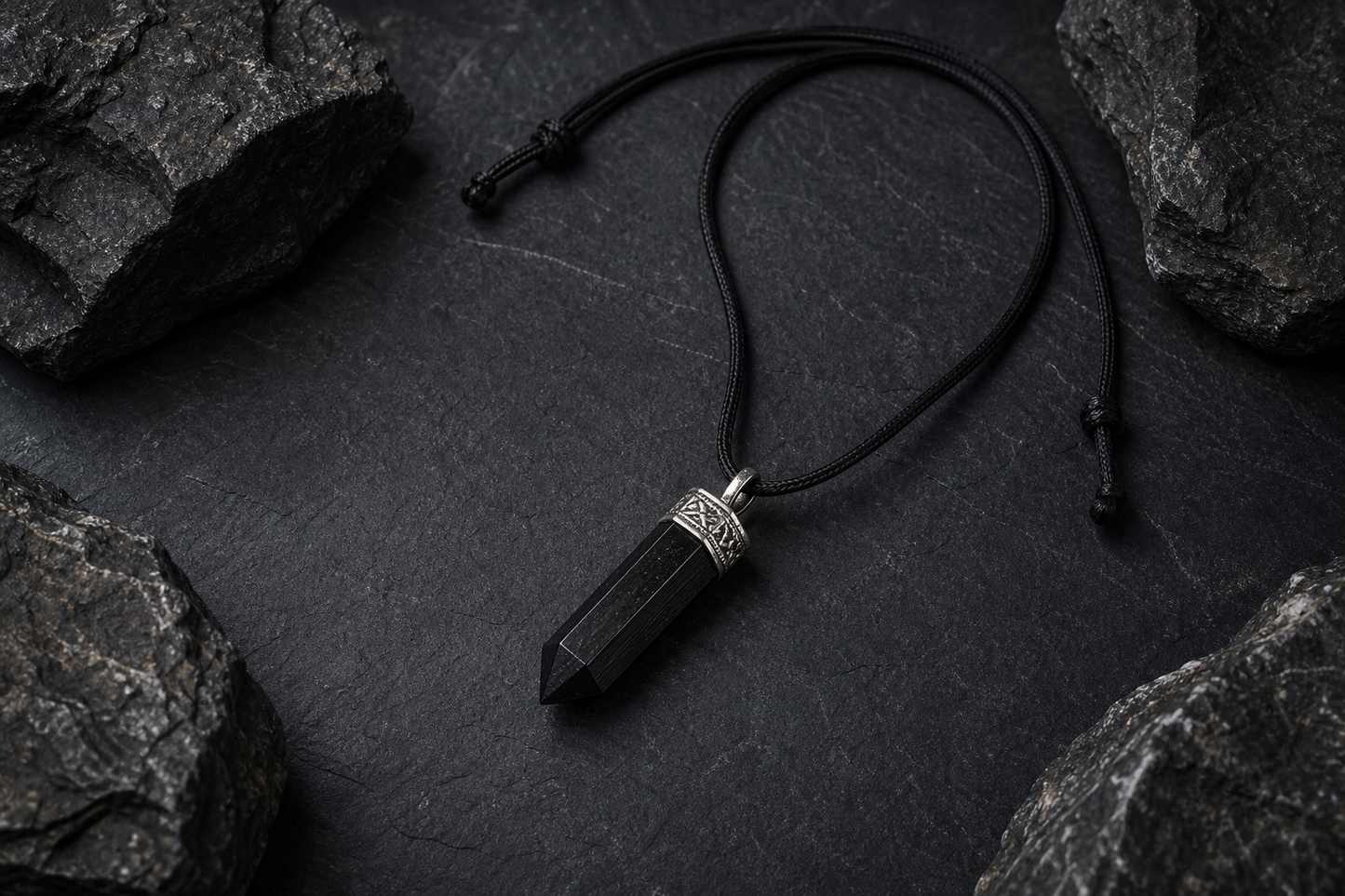 Black Tourmaline Pencil Pendant