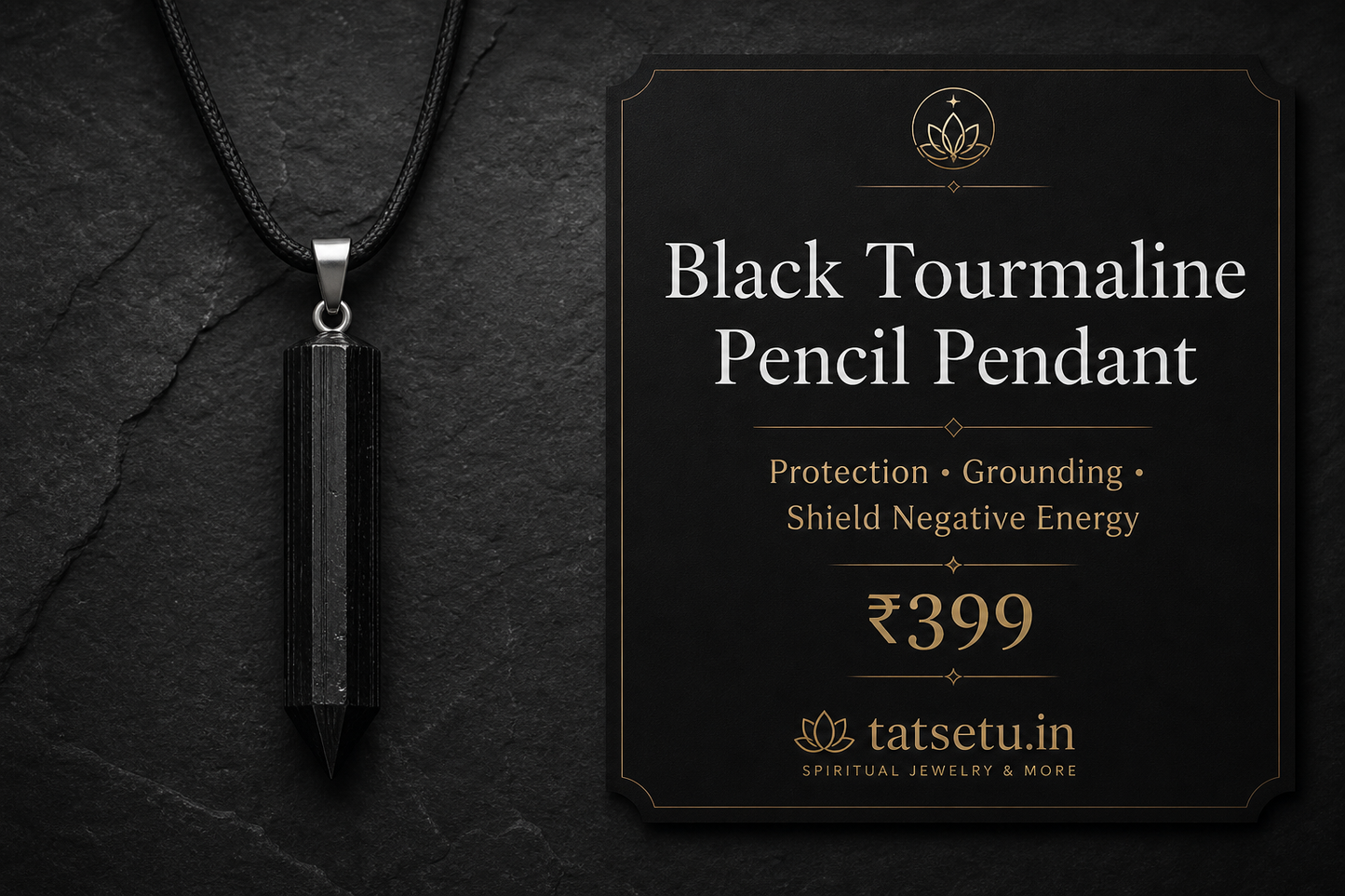 Black Tourmaline Pencil Pendant