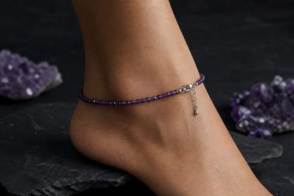 Amethyst Serenity Anklet – Peace & Intuition