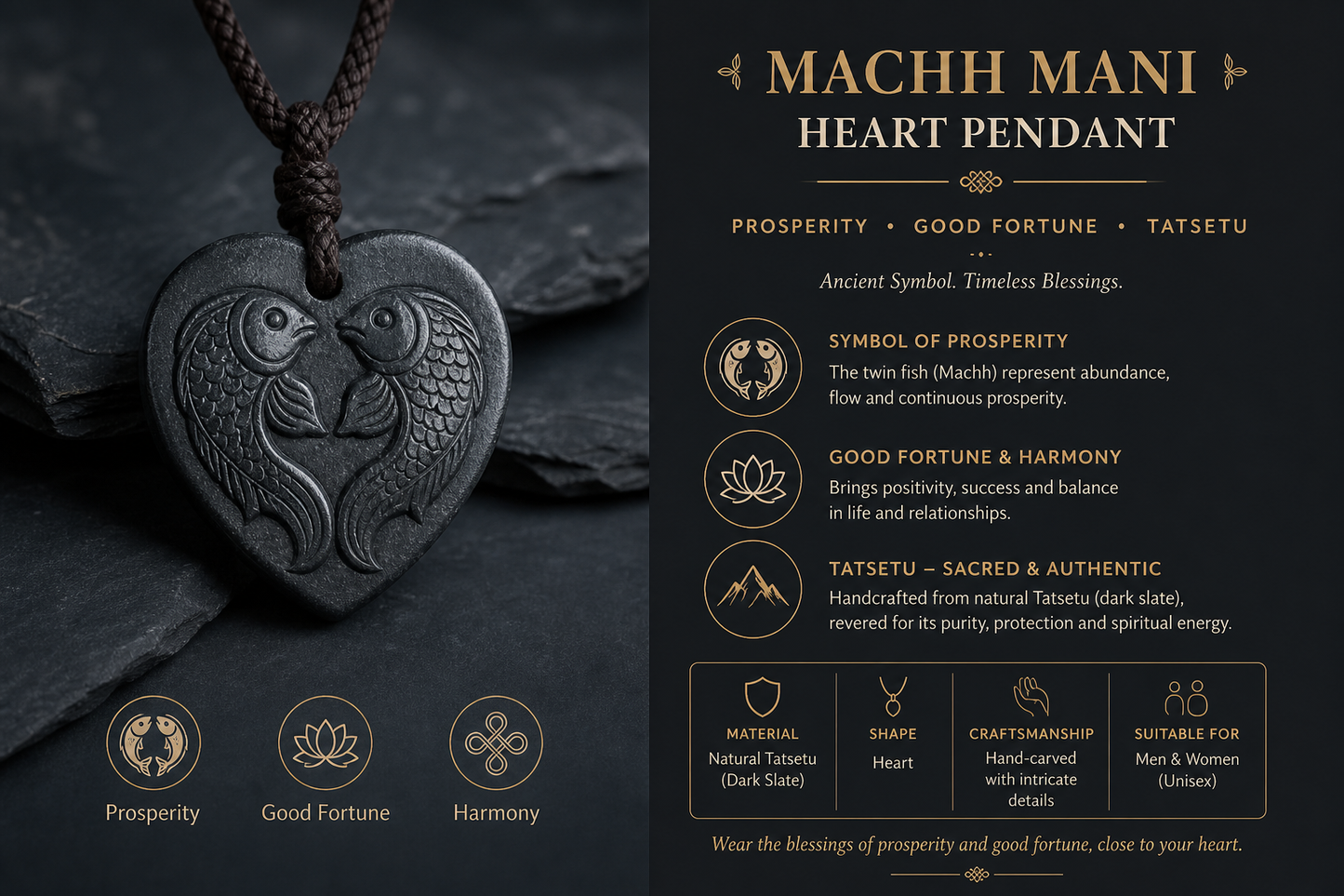 Machh Mani Heart Shape Pendant