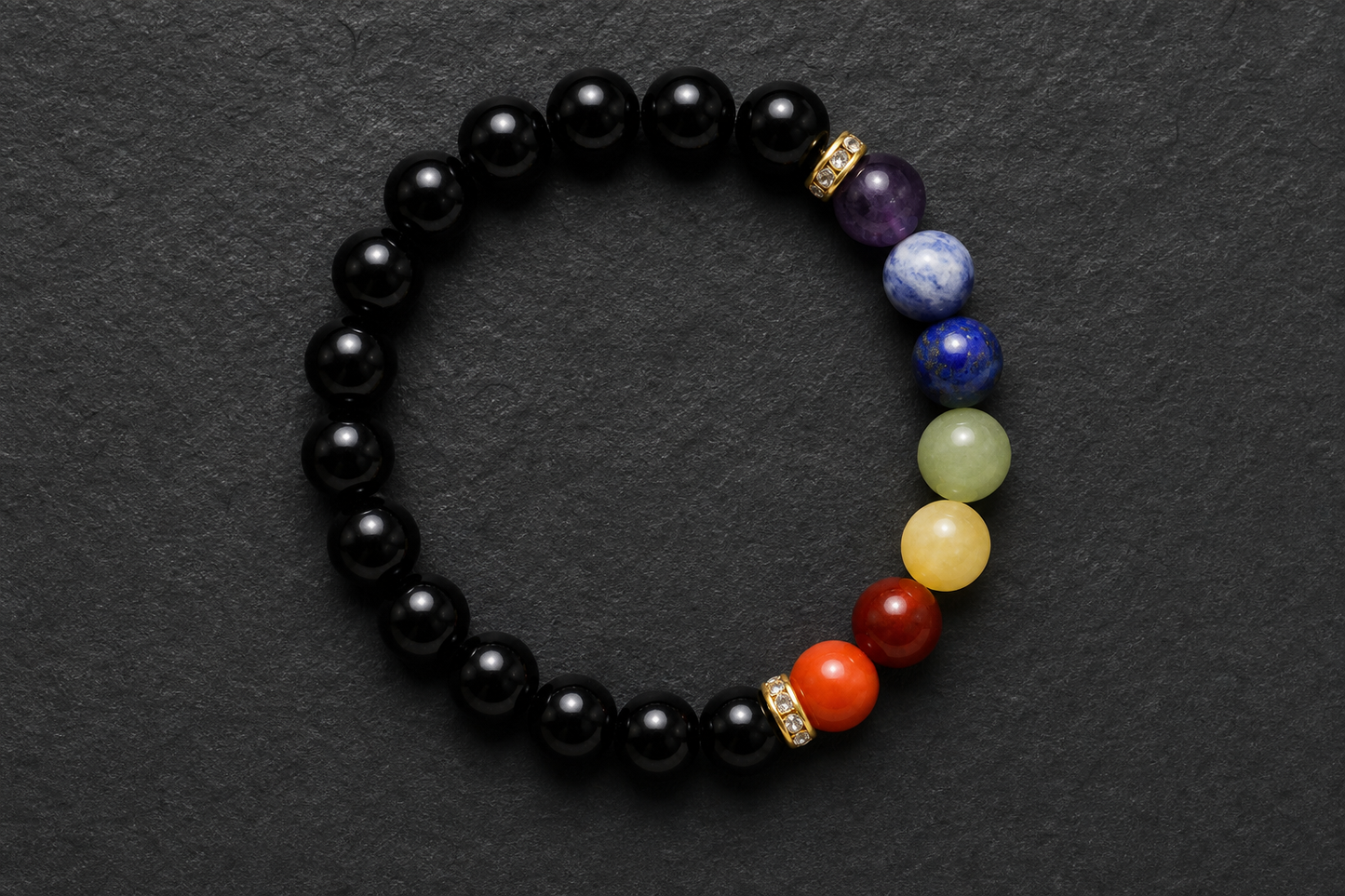 Seven Chakra Obsidian Bracelet – Protection, Balance, and Spiritual Growth