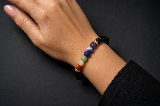 Seven Chakra Obsidian Bracelet – Protection, Balance, and Spiritual Growth