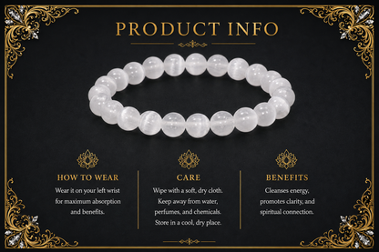 Selenite Bracelet – Purification, Peace, and Spiritual Clarity