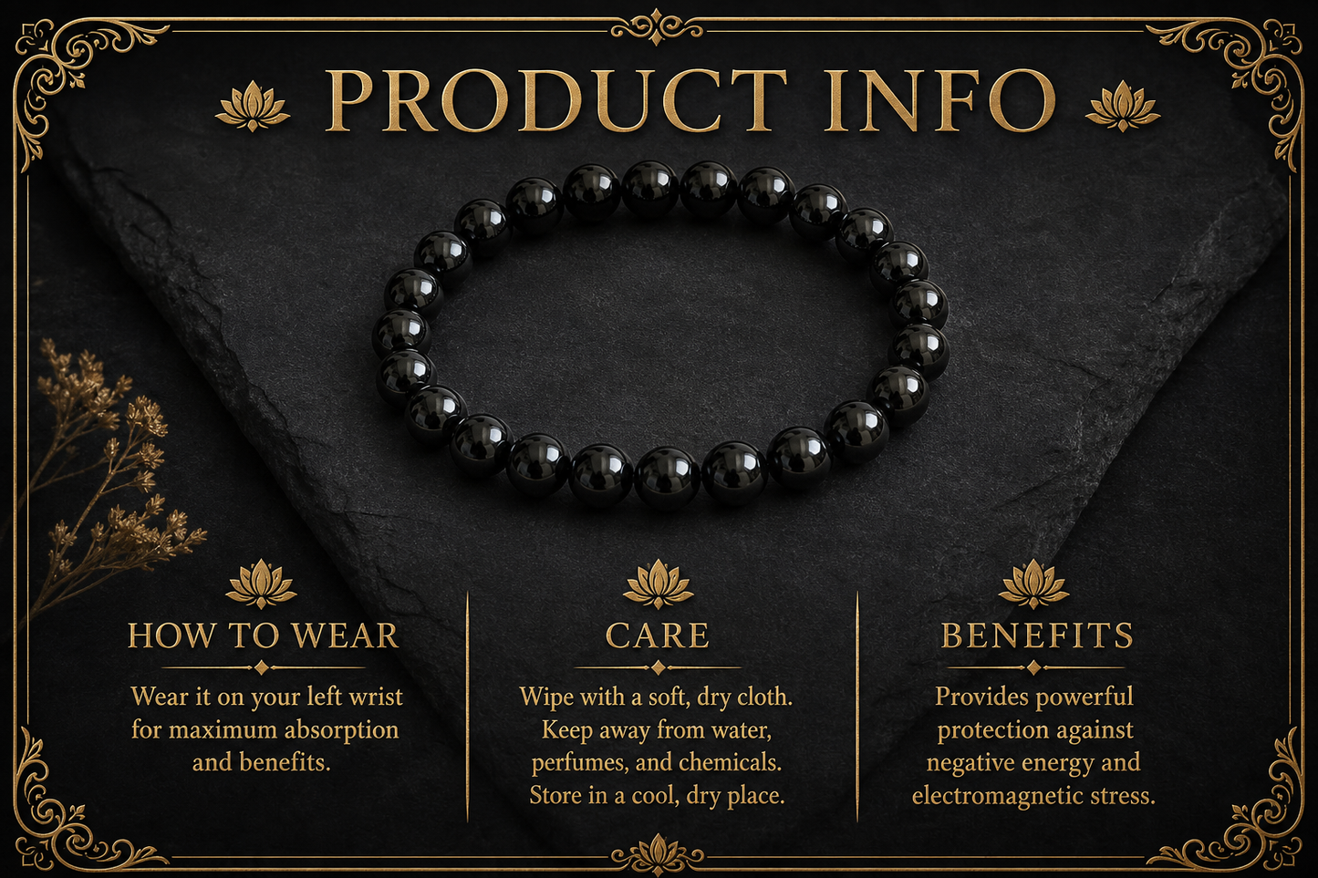 Black Tourmaline Bracelet – Protection, Grounding, and Negativity Shield