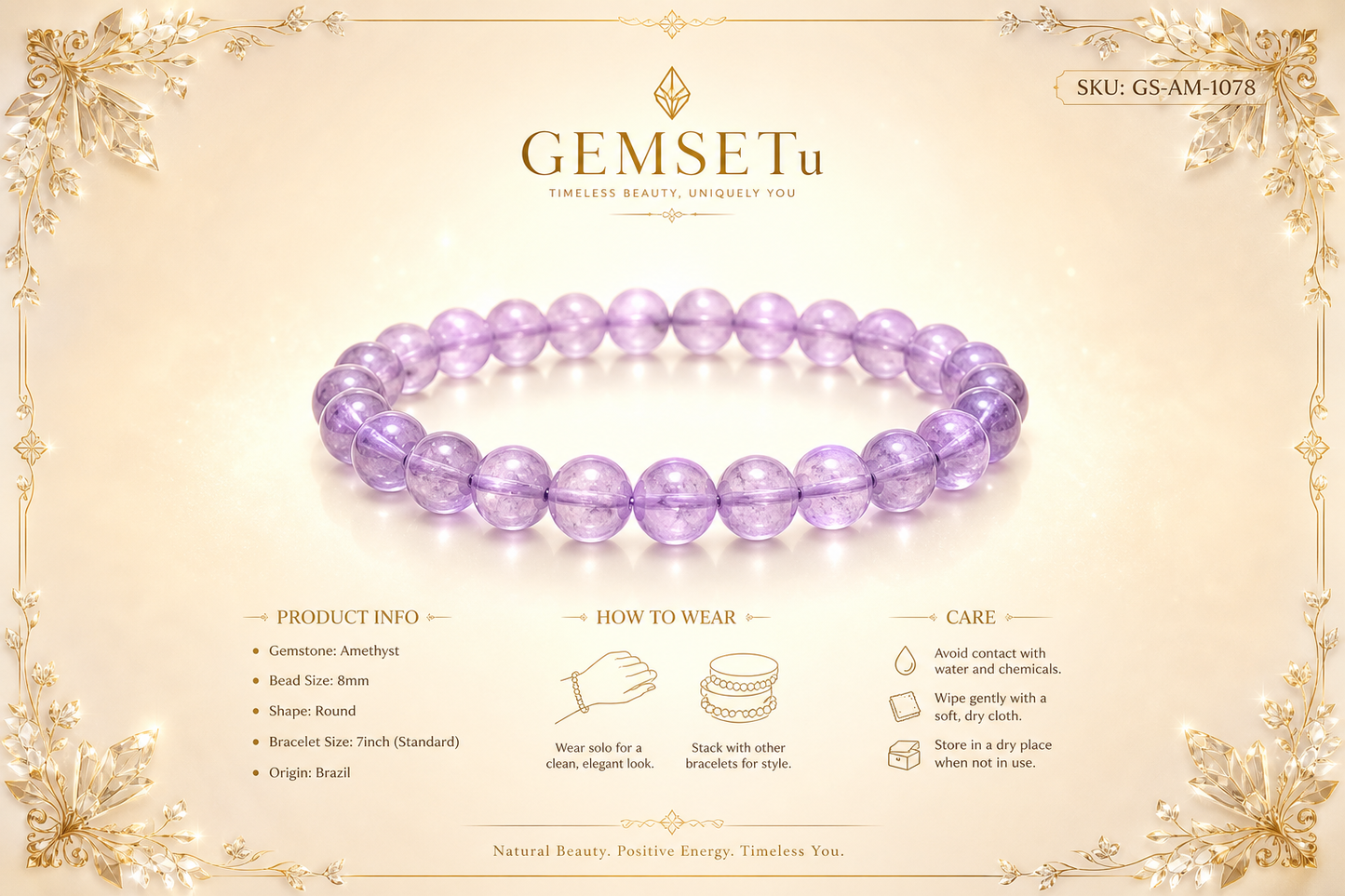 Amethyst Lite Bracelet – Peace, Clarity, and Stress Relief