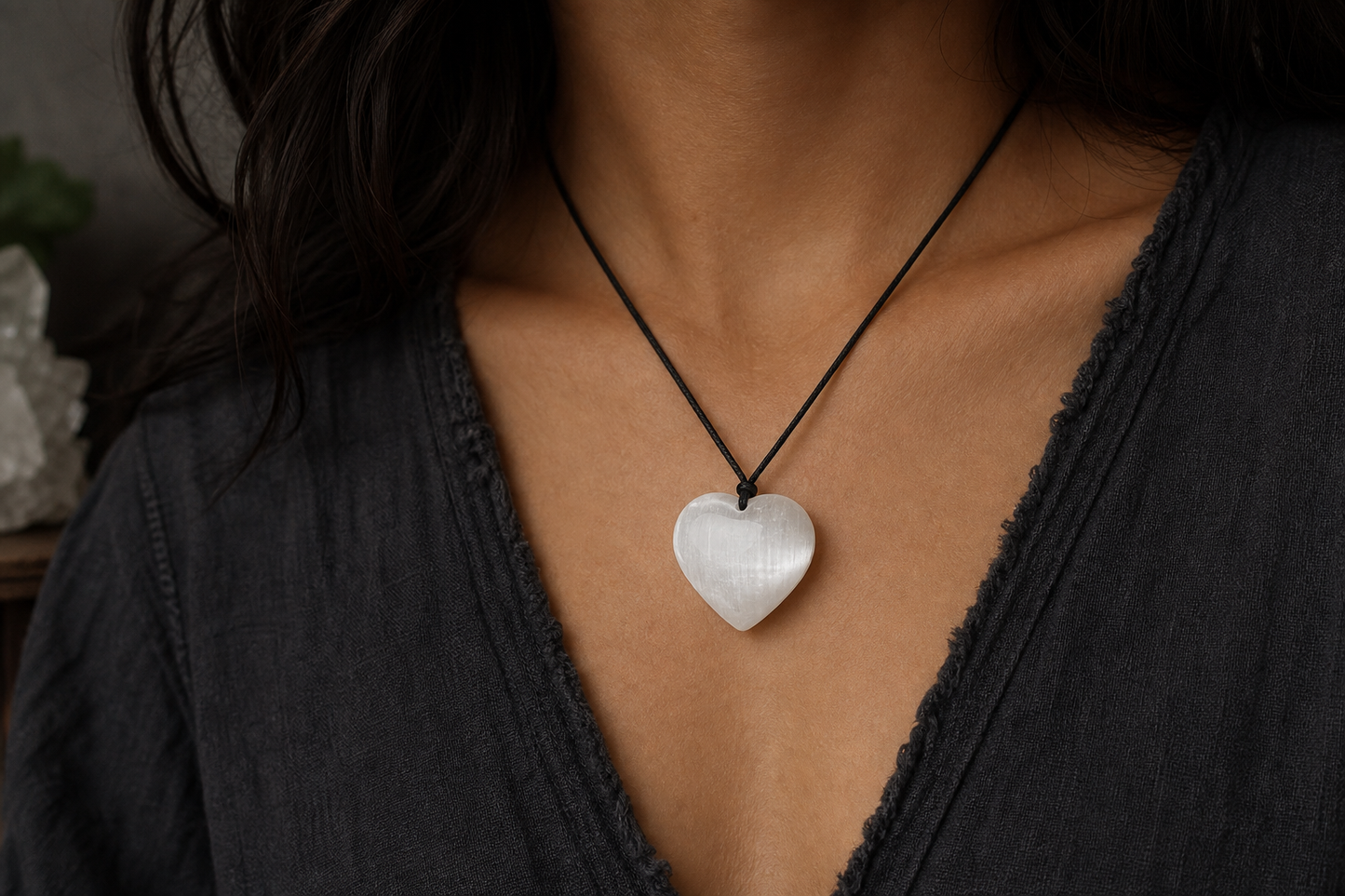 Selenite Heart Shape Pendant