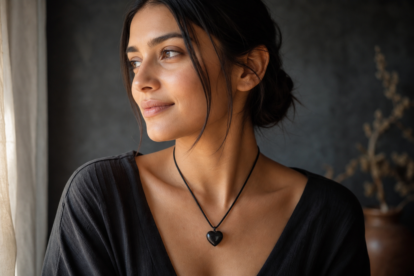 Black Tourmaline Heart Shape Pendant