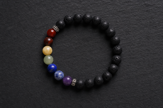 Seven Chakra Lava Bracelet – Chakra Alignment, Strength, and Grounding