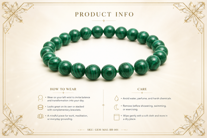 Malachite Bracelet – Transformation, Protection, and Emotional Healing