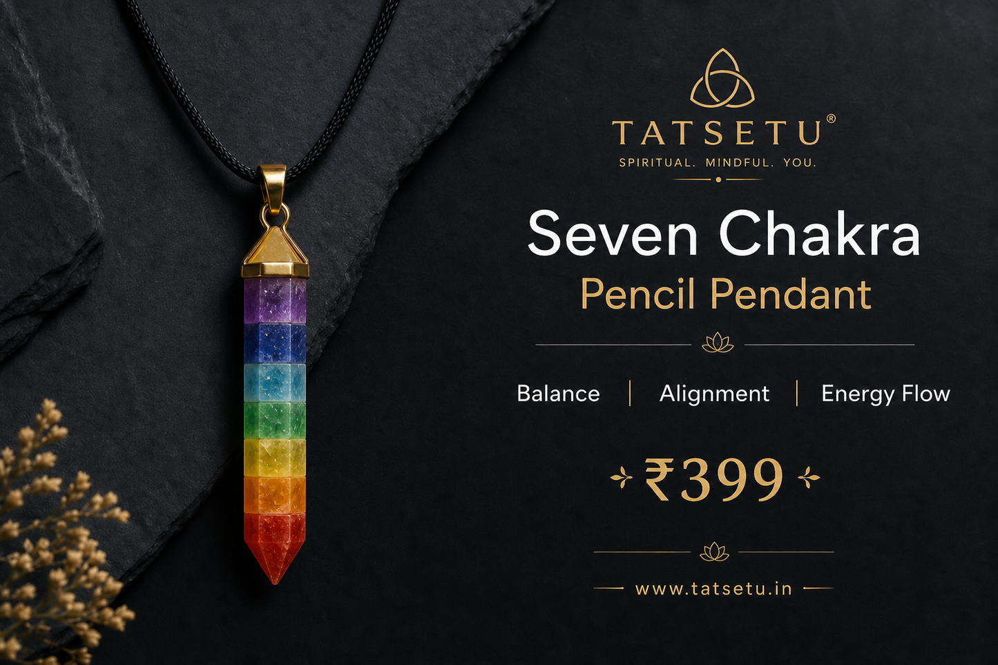 Seven Chakra Pencil Pendant