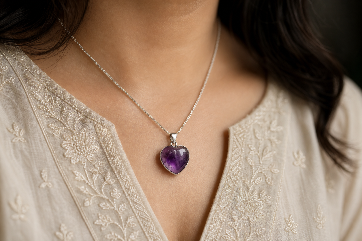 Amethyst Heart Shape Pendant