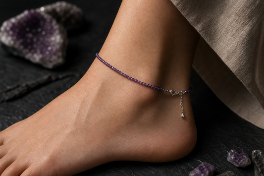 Amethyst Serenity Anklet – Peace & Intuition