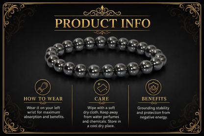 Hematite Bracelet – Grounding, Stability, and Focus